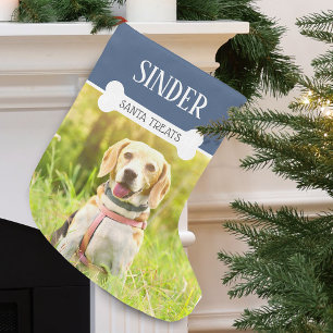 Fun Dog Photo Name Personalised Large Christmas Stocking