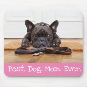 Fun Dog Photo Personalised Best Dog Mum Ever Pink Mouse Pad