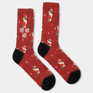 Fun Dog Santa Claus Pattern Red Christmas Socks