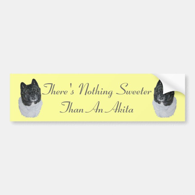 fun dog slogan picture of black and white akita bumper sticker (Front)