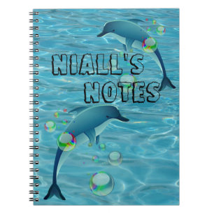 Fun Dolphin and Bubbles Personalised Notebook