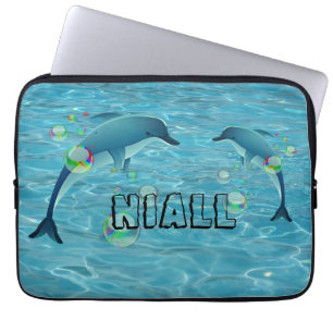 Fun Dolphins and Bubbles  Personalised  Laptop Sleeve