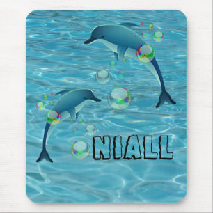 Fun Dolphins and Bubbles Personalised Mouse Pad