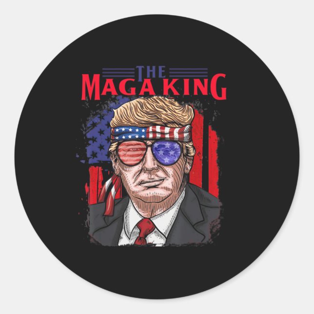Fun Donald Trump Ultra Maga King th Of July USA Fl Classic Round Sticker (Front)