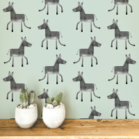 Fun Donkey Grey Sage Green Pattern