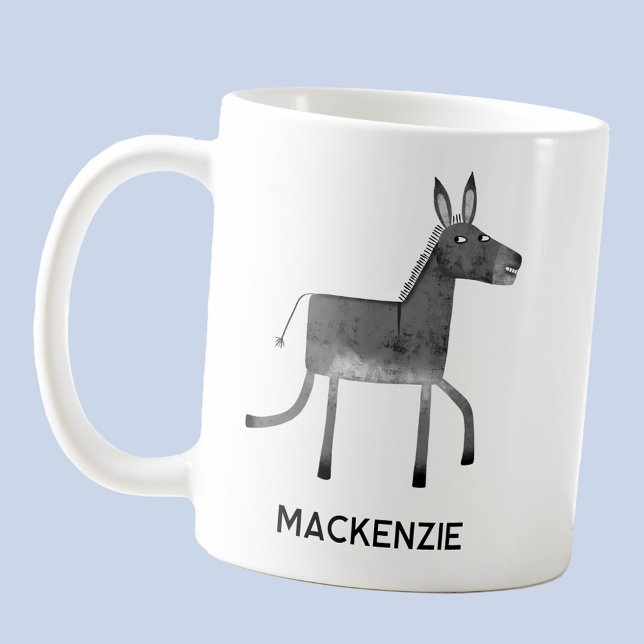 Fun Donkey Personalised Coffee Mug (Fun personalized custom name donkey coffee mug for animal lovers)