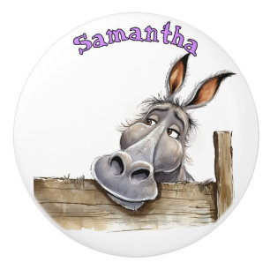 Fun Donkey Personalized Ceramic Knob