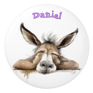 Fun Donkey Personalized Ceramic Knob