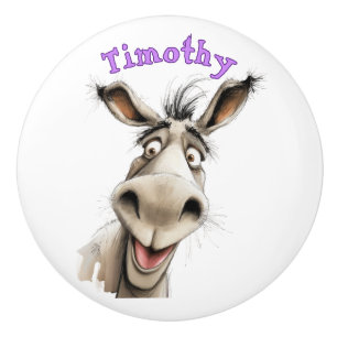 Fun Donkey Personalized Ceramic Knob