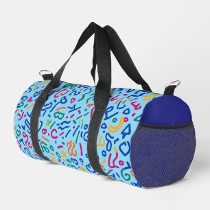Fun doodle colourful vibrant shapes  duffle bag