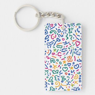Fun doodle colourful vibrant shapes key ring