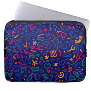 Fun doodle colourful vibrant shapes laptop sleeve