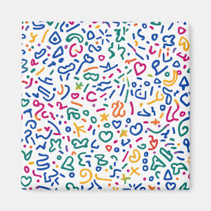 Fun doodle colourful vibrant shapes magnet