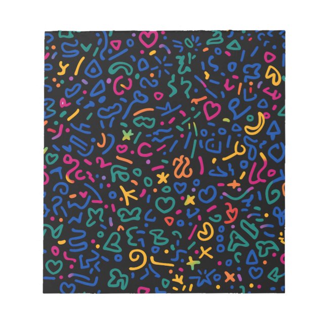 Fun doodle colourful vibrant shapes notepad (Front)