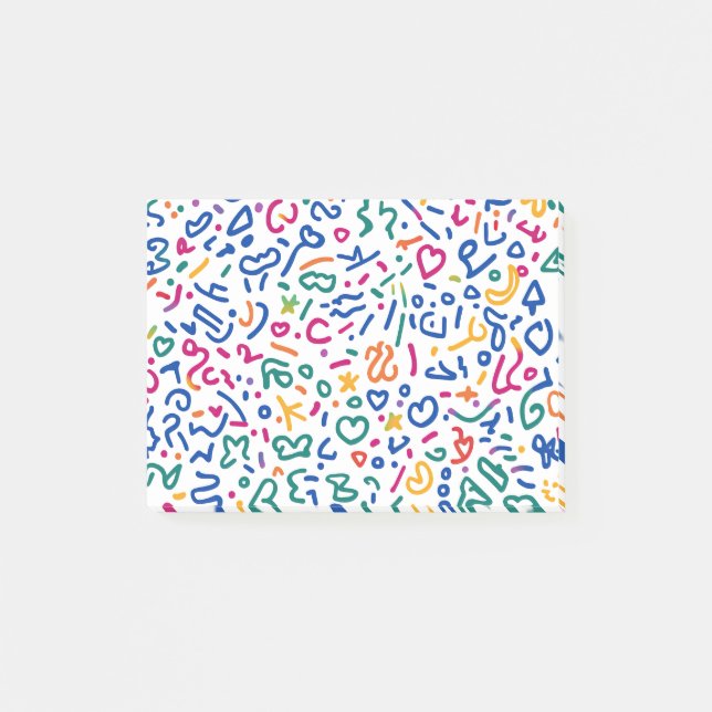 Fun doodle colourful vibrant shapes  post-it notes (Front)