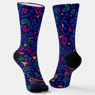 Fun doodle colourful vibrant shapes socks