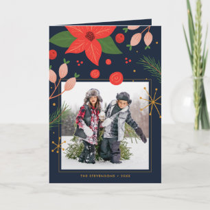 Fun Doodle Floral   Photo Holiday Card