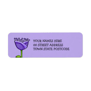 Fun Doodle Flowers purple orange Return Address Label