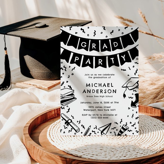 Fun Doodle Graduation Party Invitation (Creator Uploaded)