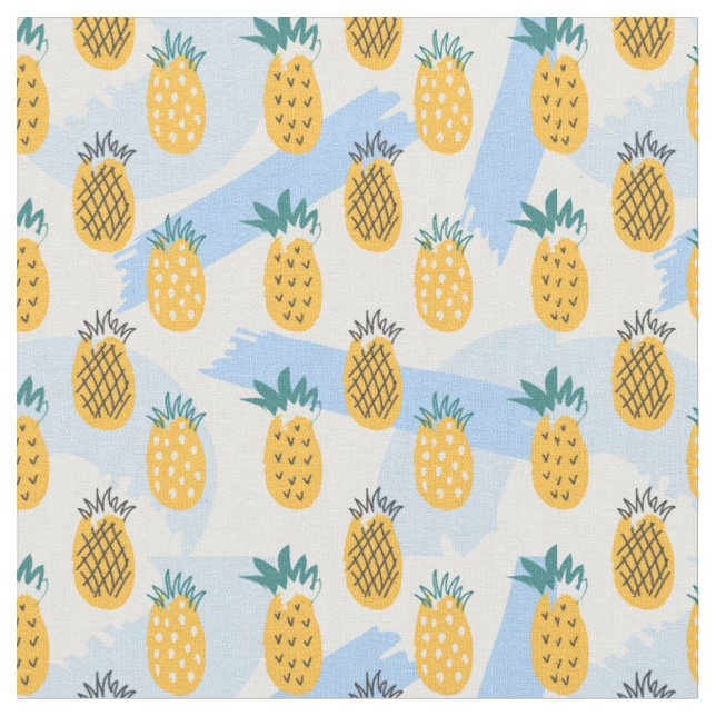 Fun Doodle Pineapple Pattern Fabric (Close Up)
