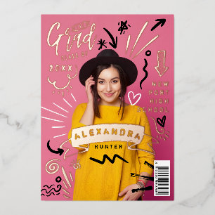 Fun Doodle Sketch Magazine Cover Girl Grad Party
