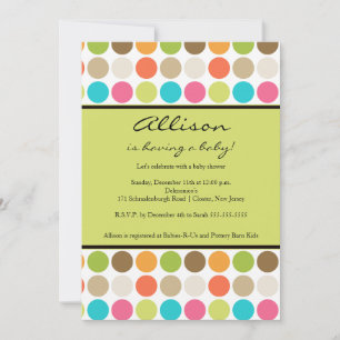FUN Dots GREEN Baby Girl or Boy Shower Invitation