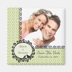 Fun Dots Love Birds Photo Save The Date Magnet