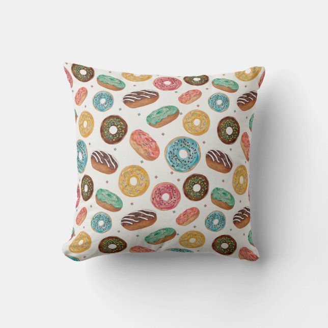 Fun Doughnut Print Pillow (Front)