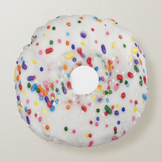 Fun Doughnut-Shaped Sprinkle Round Cushion (Front)
