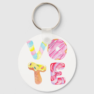 Fun Doughnuts and Candy  Go Vote Key Ring