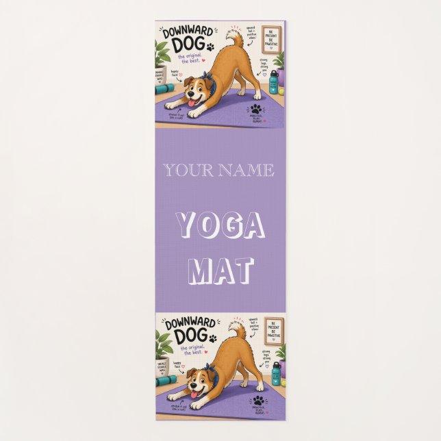 Fun Downward Dog Design  Yoga Mat (Front)