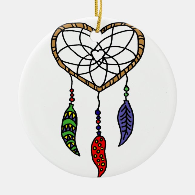 Fun Dream Catcher Art Ceramic Ornament (Front)