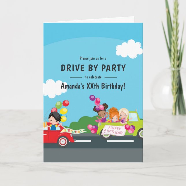 Fun Drive By Birthday Party Invitation (Front)