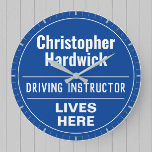 Fun Driving Instructor Wall Plaque Style Large Clock