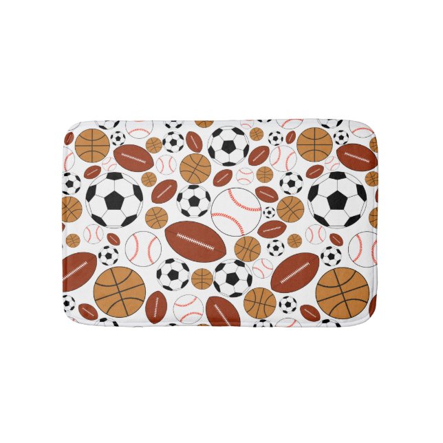Fun Dynamic Sports Balls Bath Mat (Front)