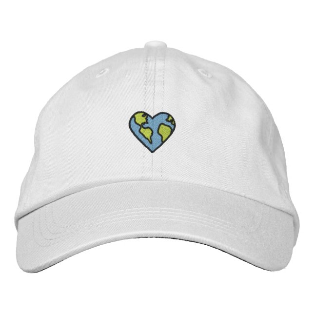 Fun Earth Heart Embroidered Icon Embroidered Hat (Front)