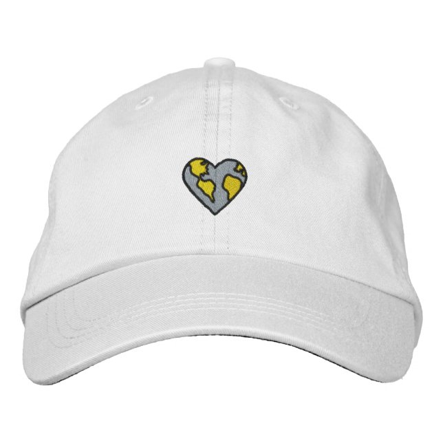 Fun Earth Heart Embroidered Icon Hat (Front)