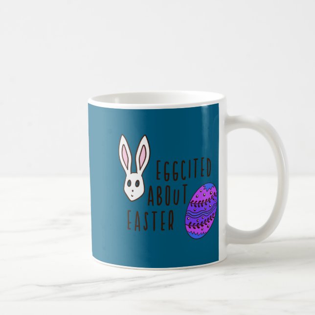 Fun easter cute humourous eggcited about easter pu coffee mug (Right)