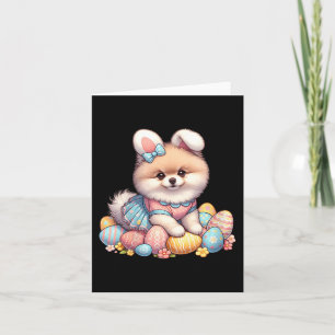 Fun Easter Day Pomeranian Bunny Costume Card