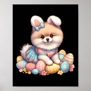 Fun Easter Day Pomeranian Bunny Costume  Poster