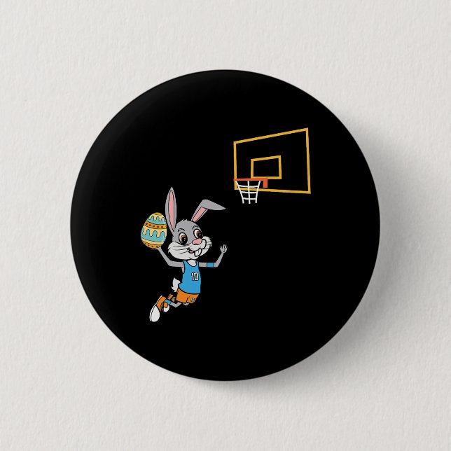 Fun Easter Egg Bunny Dunk Basketball Game Easter K 6 Cm Round Badge (Front)