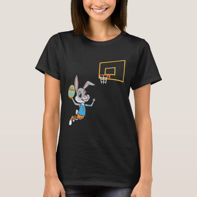 Fun Easter Egg Bunny Dunk Basketball Game Easter K T-Shirt (Front)