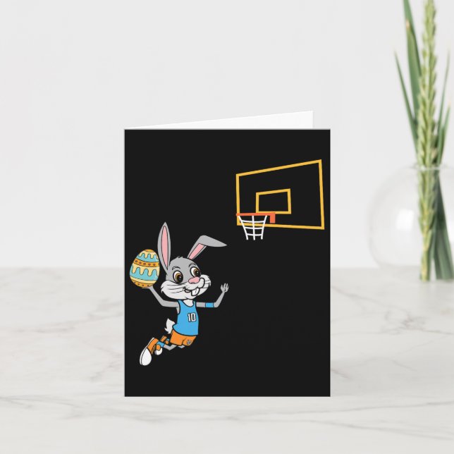 Fun Easter Egg Bunny Dunk Bysketbyll Game Easter K Card (Front)