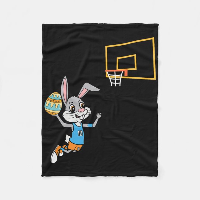 Fun Easter Egg Bunny Dunk Bysketbyll Game Easter K Fleece Blanket (Front)