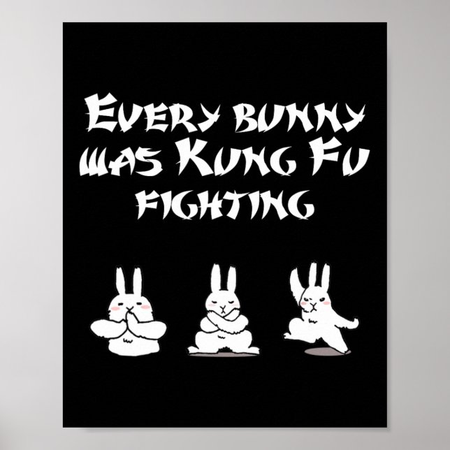 Fun Easter Every Bunny Was Kung Fu Fighting Karate Poster (Front)