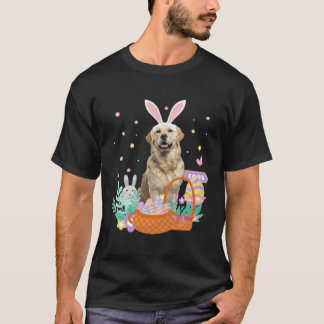 Fun easter golden retriever dog eggs hunt basket b T-Shirt