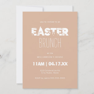 Fun Easter Silhouette Brunch Blush Pink Invitation