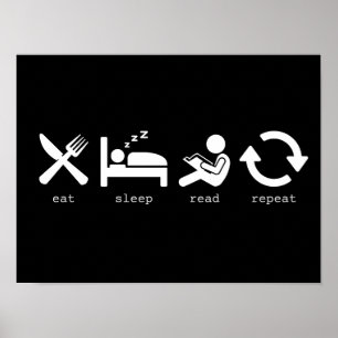 Fun Eat Sleep Read Repeat Poster