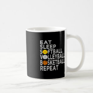 Fun Eat Sleep Softball Volleyball Basketball Boys Coffee Mug