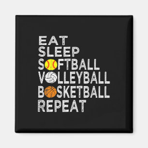Fun Eat Sleep Softball Volleyball Basketball Boys  Magnet